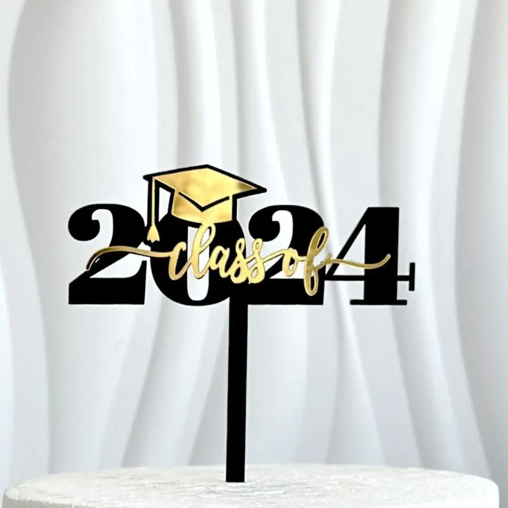 INS Style Graduation Party Class of 2024 Carylic Double Layers Cake Toppers for Students Congrate Happy Graduation Party Supply