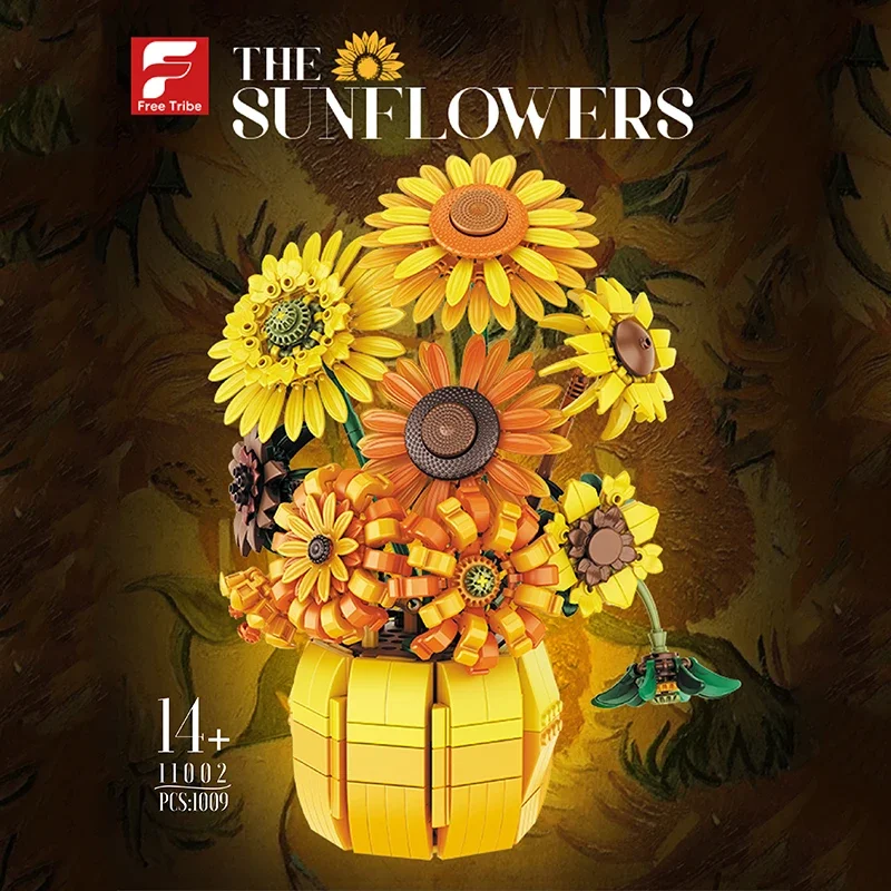 

1009PCS Sunflower Building Blocks Flower Bouquet With Vase Model Bricks Adult Home Decoration Kids DIY Toys Idea Christmas Gifts