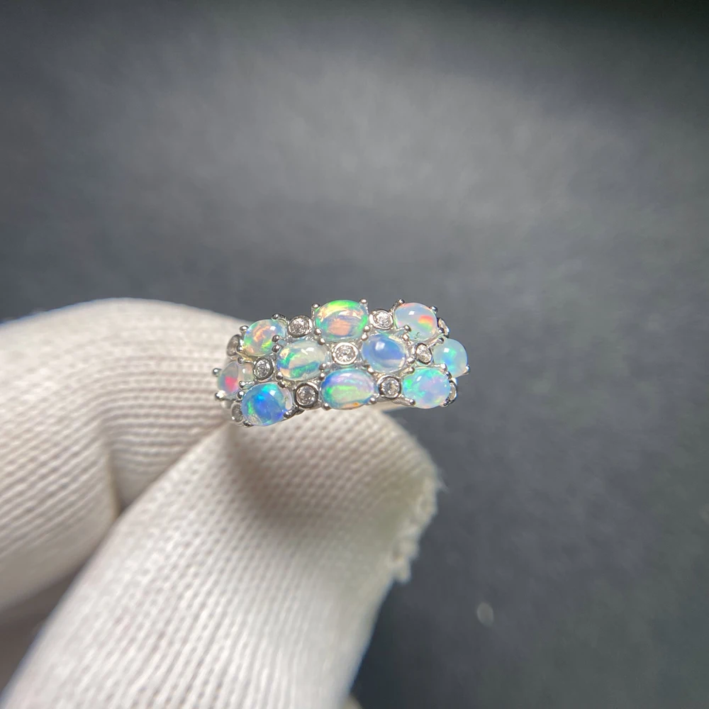 Elegant Natural White Opal Rings Sterling 925 Silver October Birthstone 3*4mm for Women Birthday Lady Wedding Party Fine Jewelry - view 3
