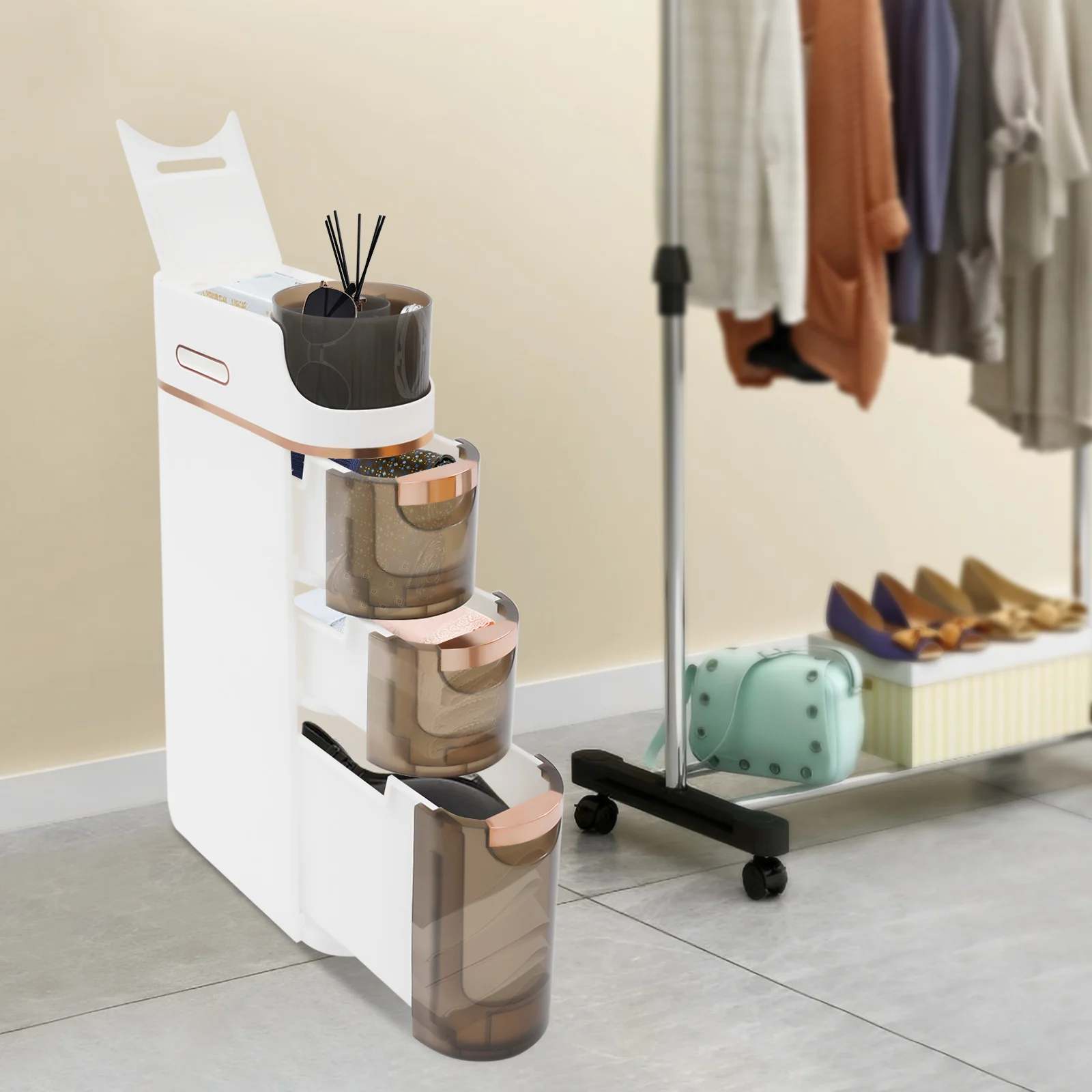 

Трехуровневый узкий шкаф для хранения в ванной, шкаф для хранения, шкаф для ванной с ящиками для небольших помещений, НОВИНКА