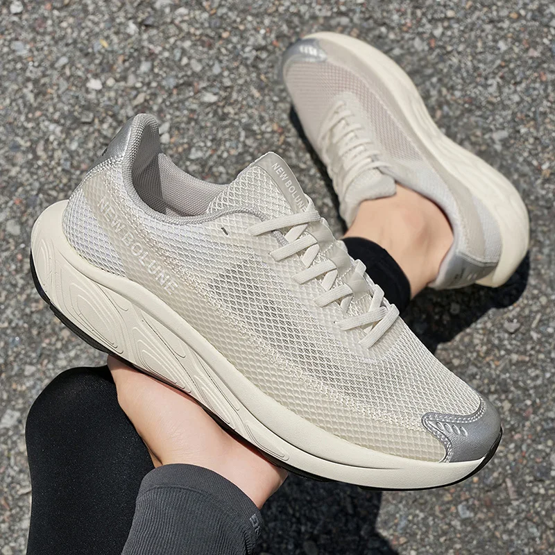 

Мужские весенне-летние однотонные кроссовки с дышащей сеткой, высококачественные весенне-летние кроссовки на толстой подошве, увеличивающие рост