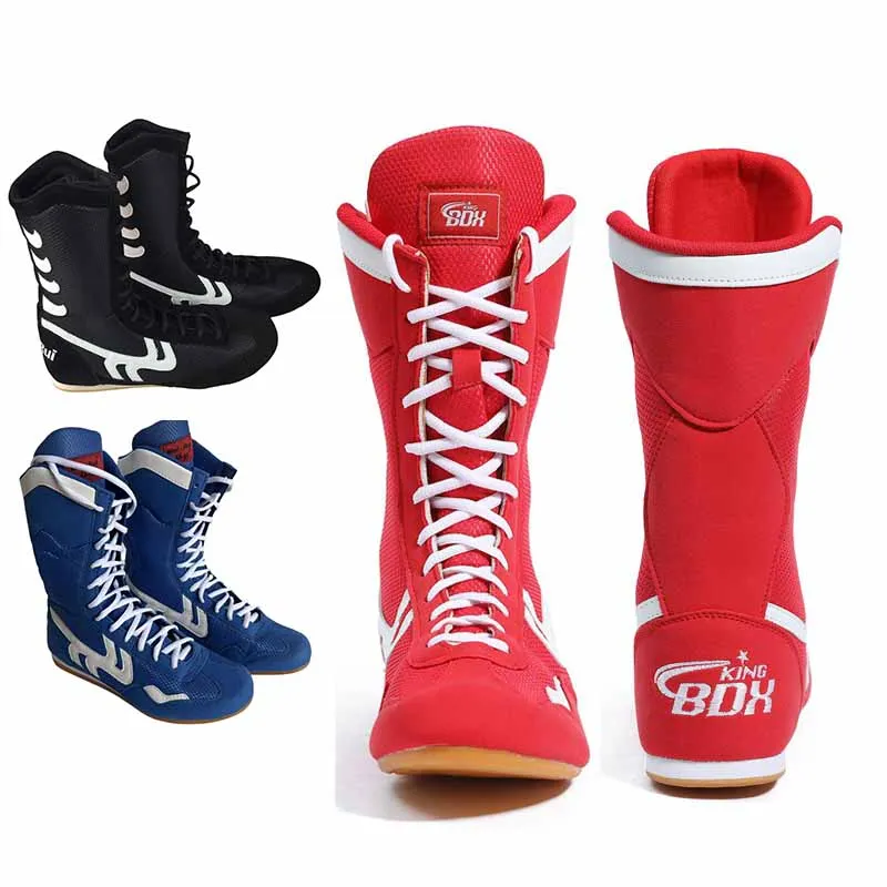 Men Boxing Shoes Fighting Training Wrestling Shoes Professional Breathable Boxing Wrestling Boots Anti-Slip Competition Sneakers