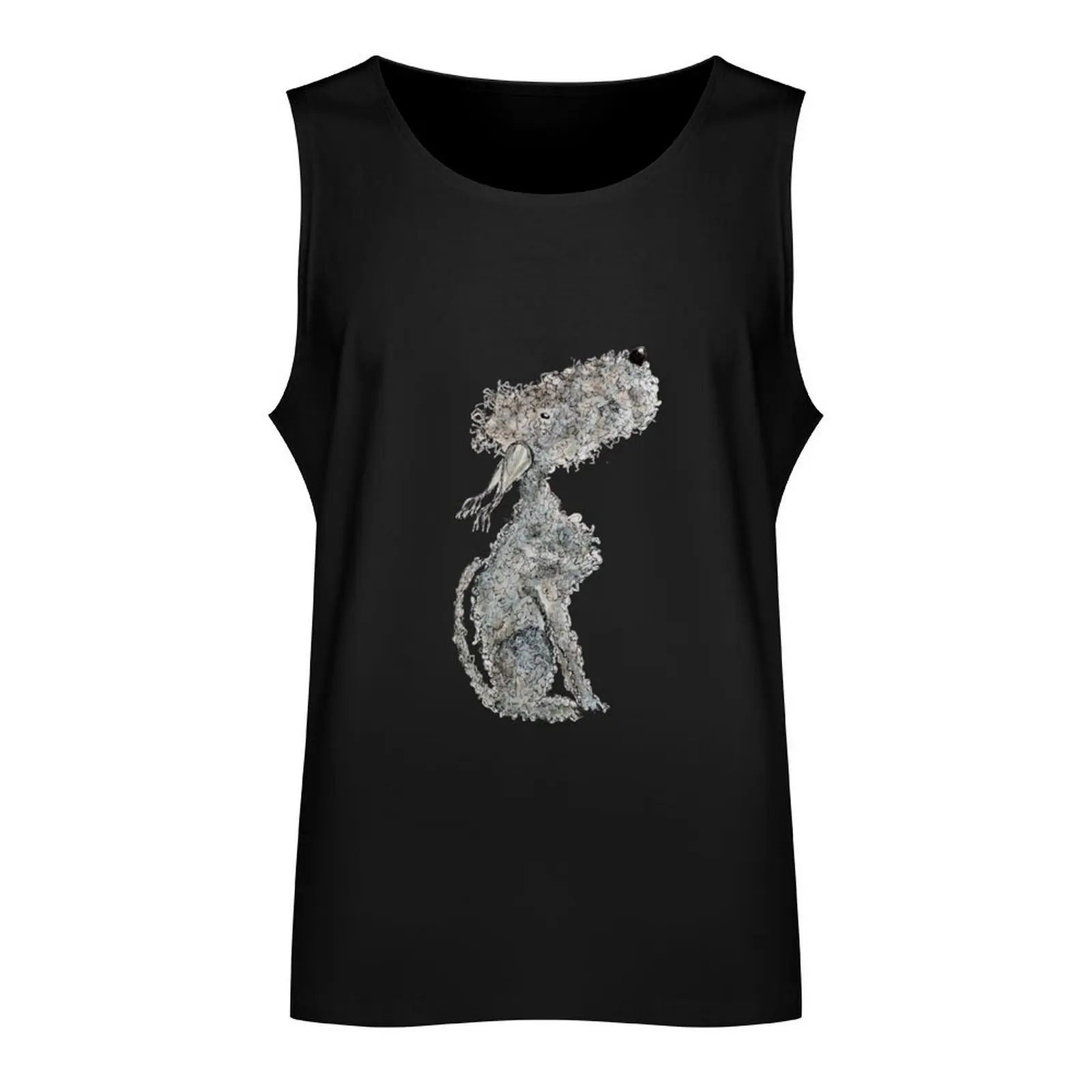 Grey Dog Sitting Pretty, Blue Bedlington Terrier Tank Top anime t-shirts men clothes Bodybuilding clothing man