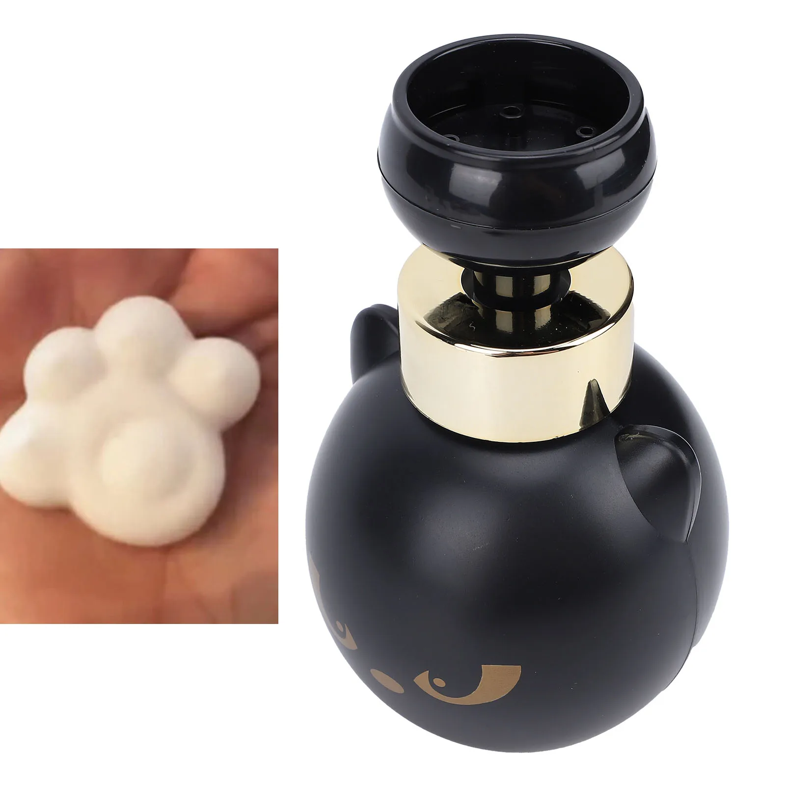 Cute Cat Paw Foam Soap Dispenser Refillable Foaming Pump Bottle Creates Paw Shaped Foam for Bathroom Kitchen Black