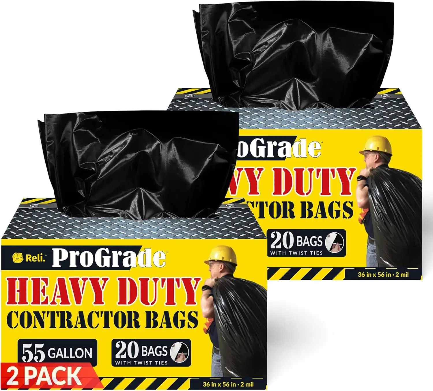 

Heavy Duty 55 Gallon Trash Bags, 40 Count Black Contractor Garbage Bags for Reliable Use