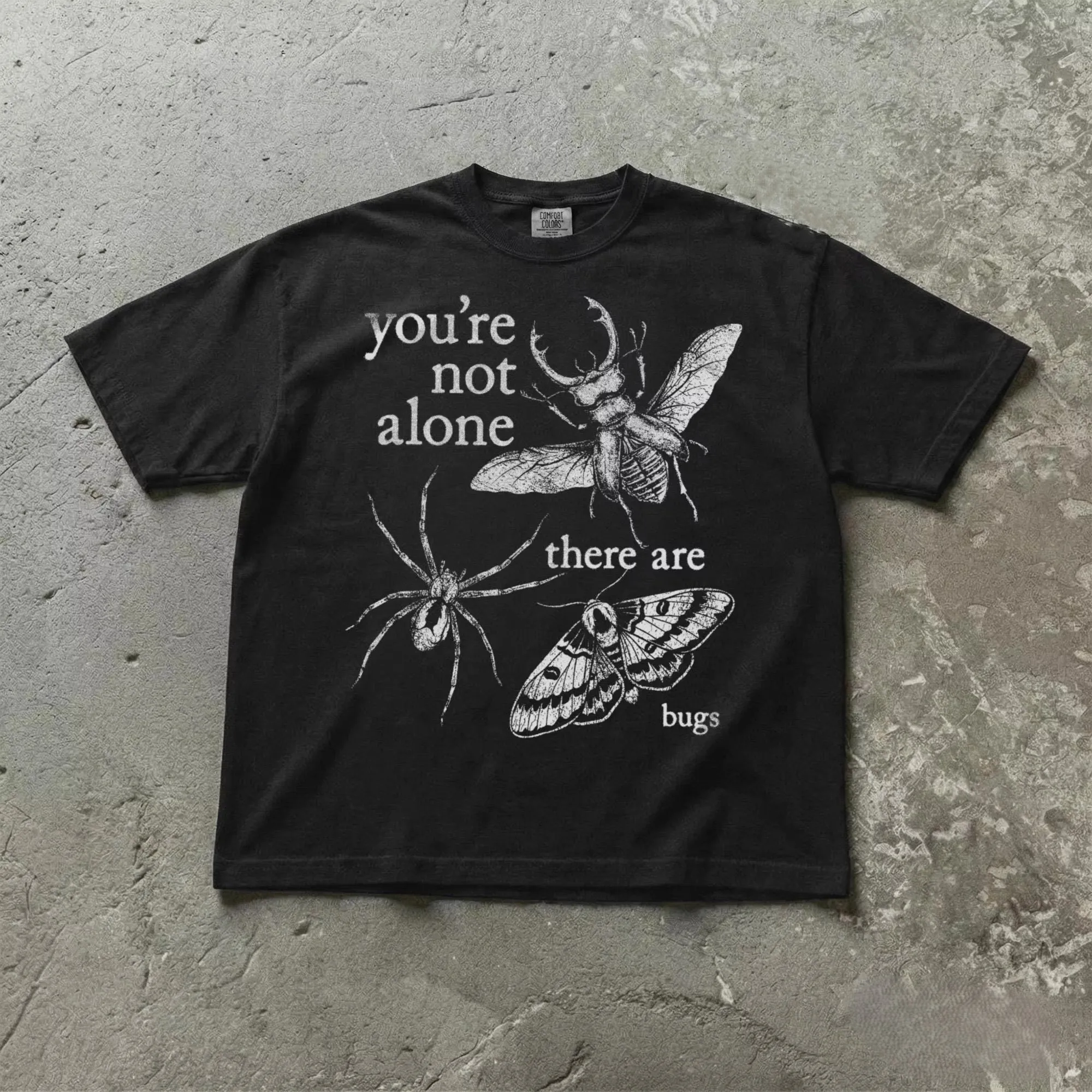 Harajuku Oversized Casual Print Streetwear Entomology T-shirt You Are Not Alone There Are Insects T-shirt Unisex