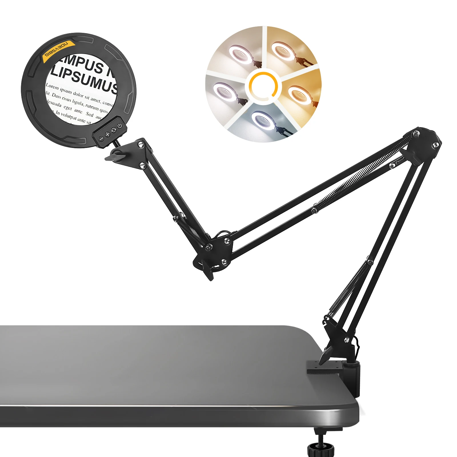 

Обновленное увеличительное стекло 5X/10 со светодиодной подсветкой, 5 цветов, 10-уровневая яркость, настольная лампа, свободная связь, с подсветкой для чтения поделок