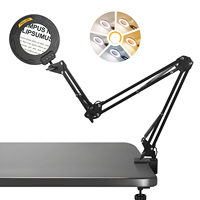 Upgrade 5X/10 Magnifying Glass with LED Light 5 Color 10 Level Brightness Desk Lamp Hands Free Lighted For Reading Crafts
