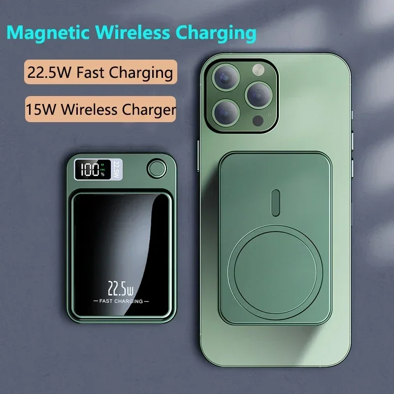 100000mAh Wireless Magnetic Qi Power Bank Mini Portable Spare Battery Type C Fast Charger For Iphone Samsung Macsafe 2024 New