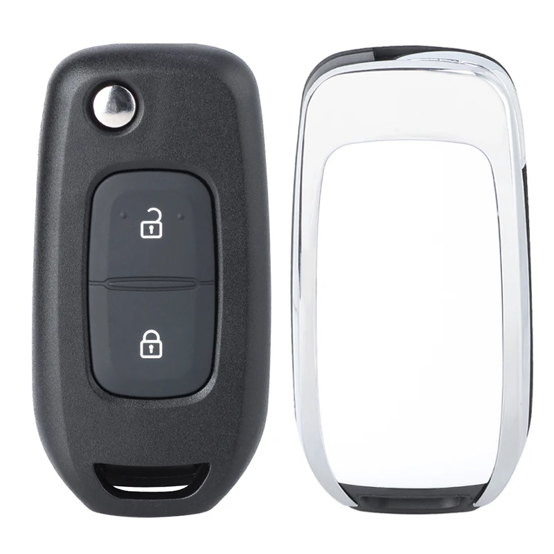 KEYECU FSK 433 MHz PCF7961M 4A Chip CWTWB1G767 2 Knoppen Flip Afstandsbediening Sleutelhanger voor Renault Dacia Logan 2 Logan II 2018 2019 2020