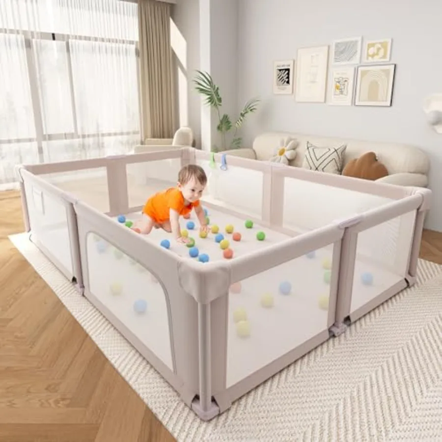 

Складной манеж с ковриком для младенцев и малышей 73 x 61 дюймов, детский манеж для игр в помещении и на улице с мягким дышащим матом