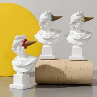 16.5cm Apollo Sculpture  Abstract Greek God Character Statue White Resin Creative Ice Cream Home Office Desk Decor Art Ornament