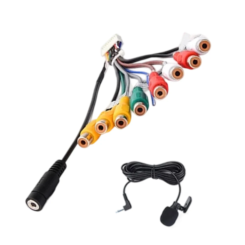 Car Stereo Aux Adapter Cable With For RCA Output Microphone For Car Radio Cable Adapter Auto Accessories