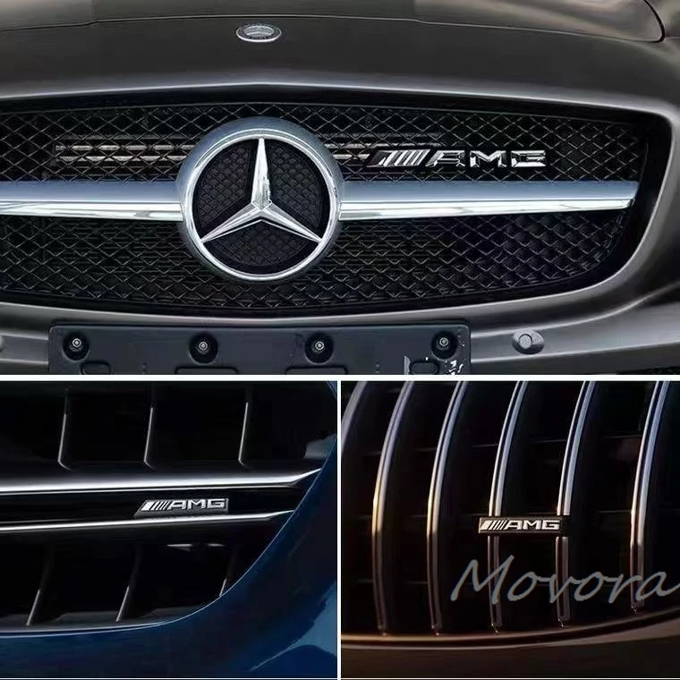 3D AMG Logo Emblem Car Front Grille Badge Car Styling For Mercedes Benz AMG W124 W168 W169 W176 W177 W202 W203 W204 W205 W210 view 2