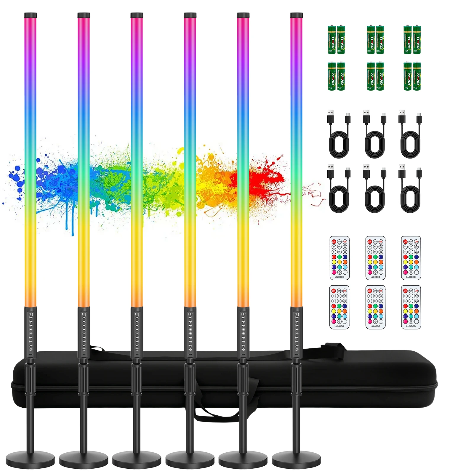 

LUXCEO 6pcs Set RGB Light Sticks,Home Decor lighting LED Mood light for DJ,Music Club,Stage,Christmas Party Events, Booth Decor.