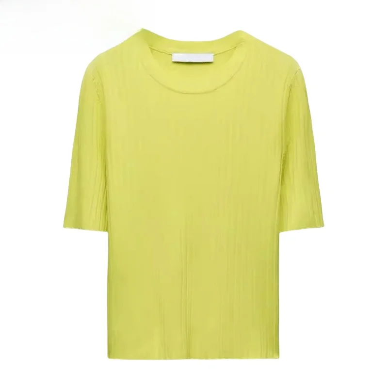 

Новый летний женский вязаный топ ort Sve round Ne Slim Fit Inner Wear, повседневный топ базового цвета ZA24 34707