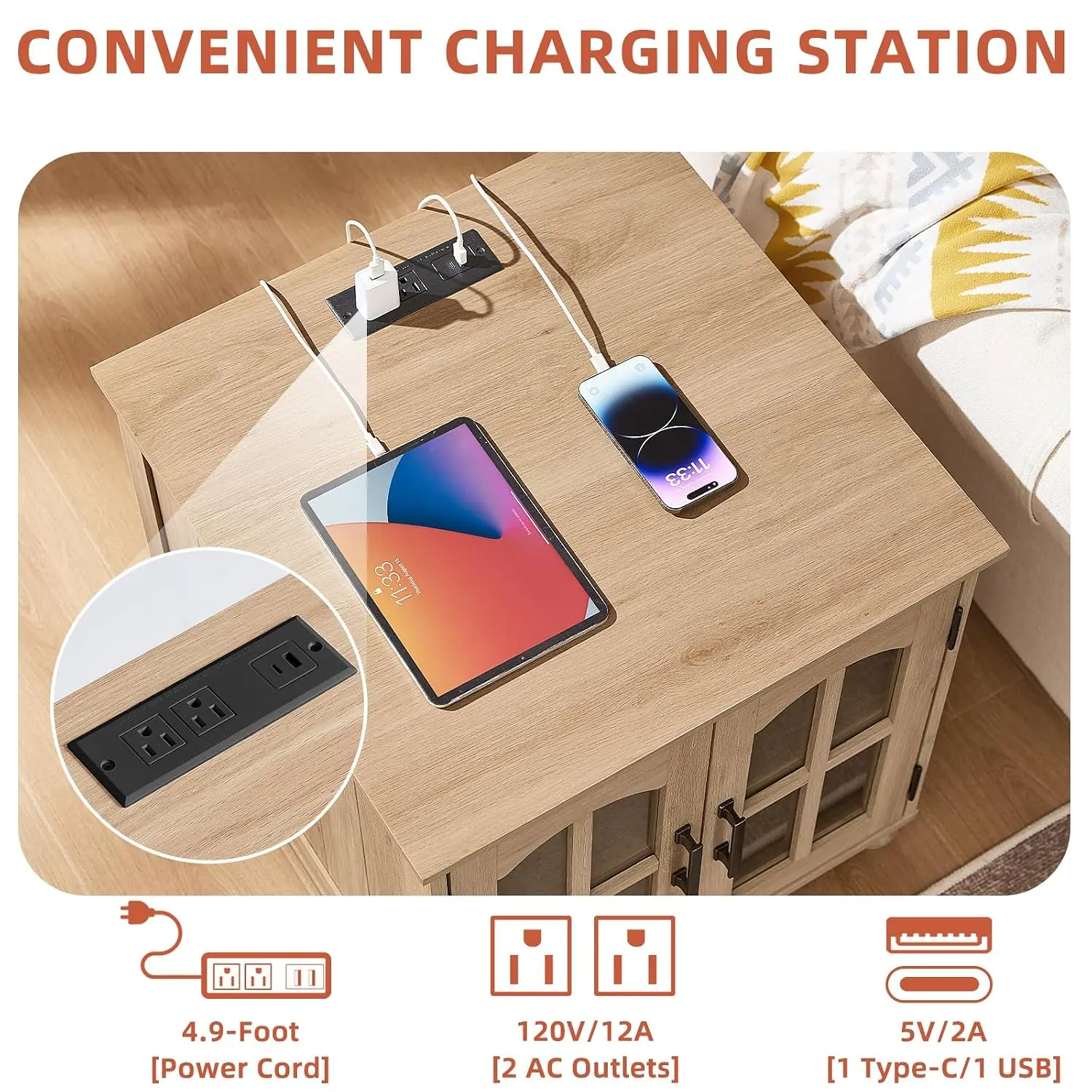 End Table Set 3 with Charger 18