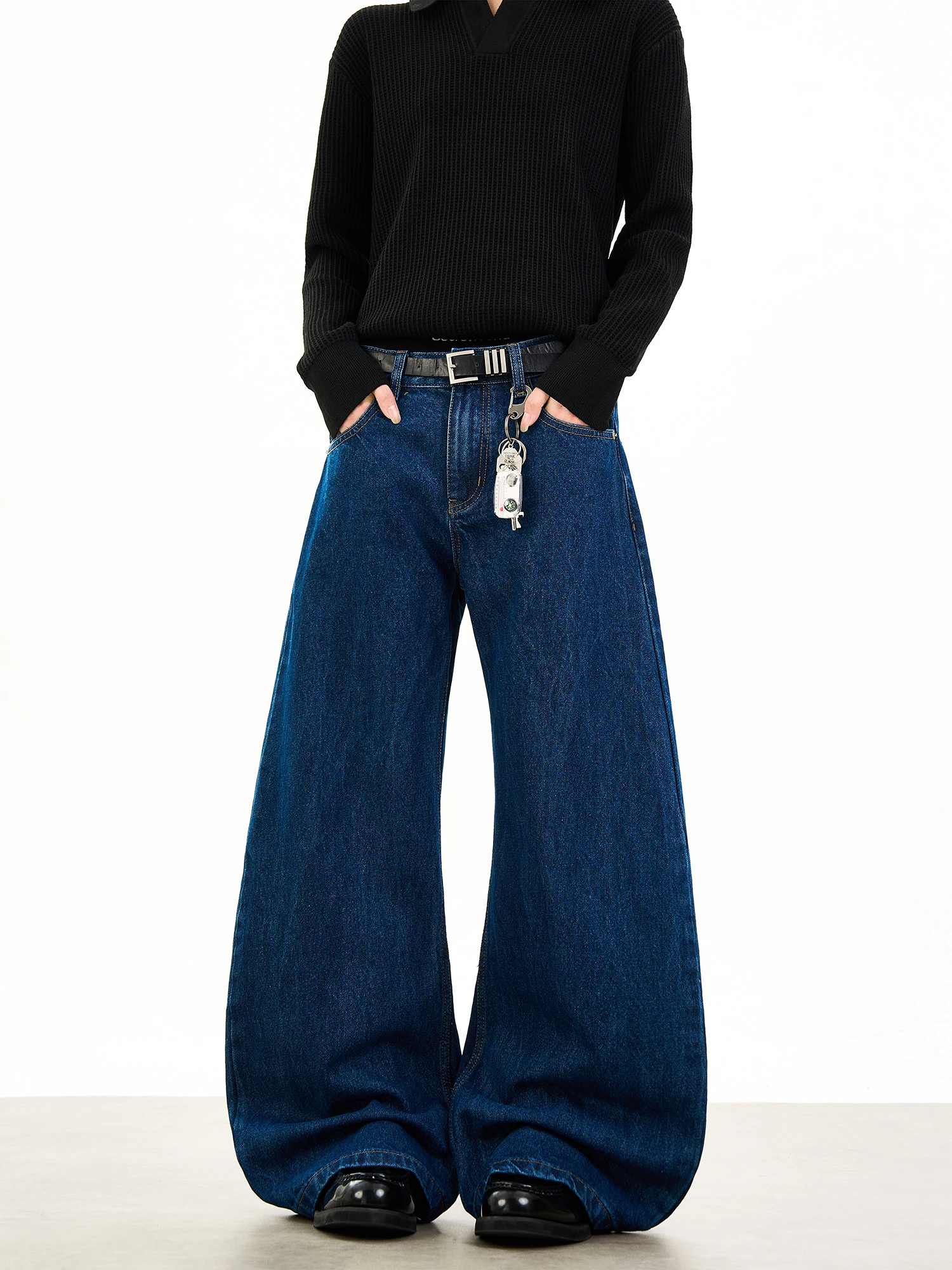 

Джинсы Woostop Vintage Deep Blue Curved Knife: мужские и женские, американские, свободного кроя, широкие штанины, мешковатые брюки-сабля