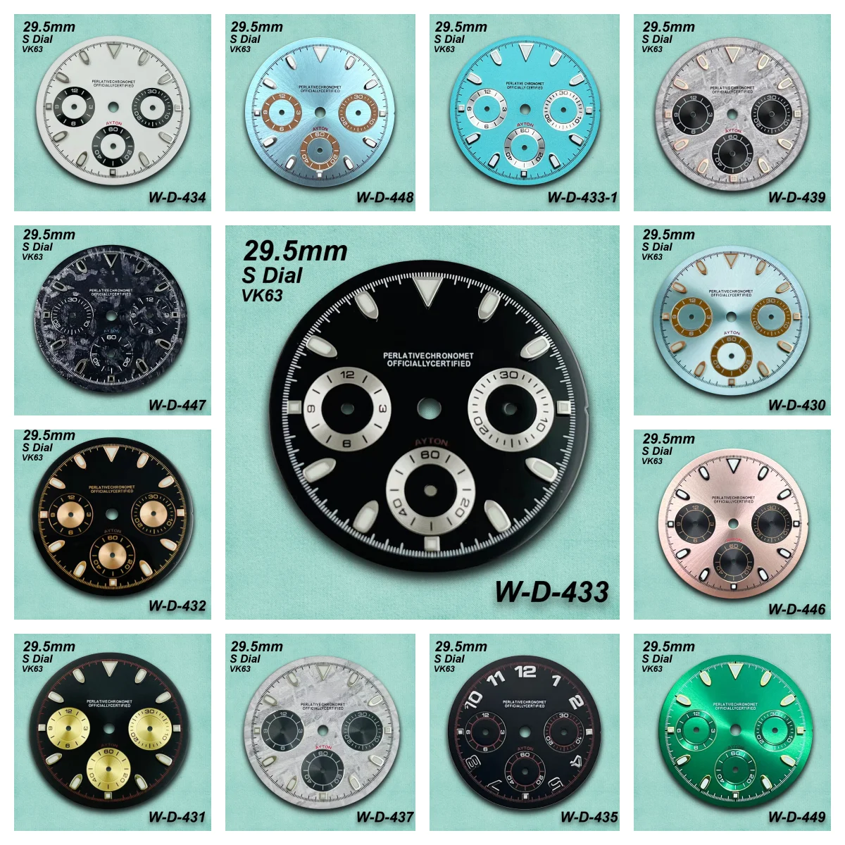 28.5/29.5/30.5/27mm DTN/GMT S5/S Dial Fit NH35/VK63/NH34/NH36 Movement Green Luminous Panda Watch Modification Accessories