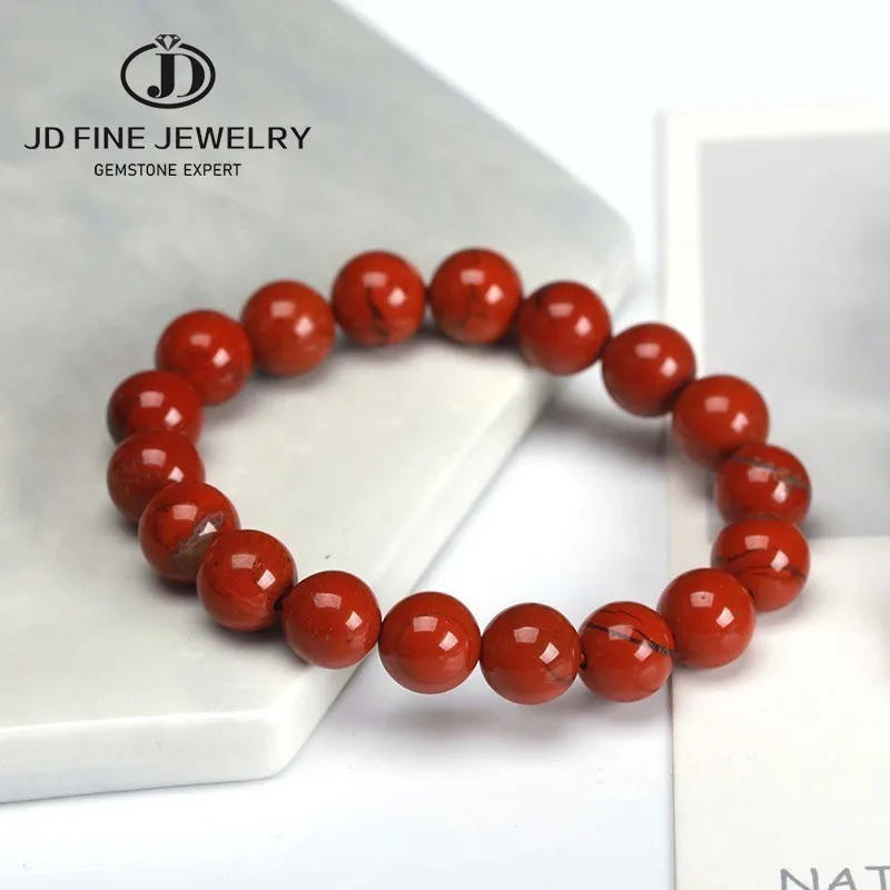 JD Natural Stone Genuine 5A Red Jasper Prayer Beaded Bracelets Women Men Rosary Meditation Bracelets Yoga Jewelry Gift Pulsera