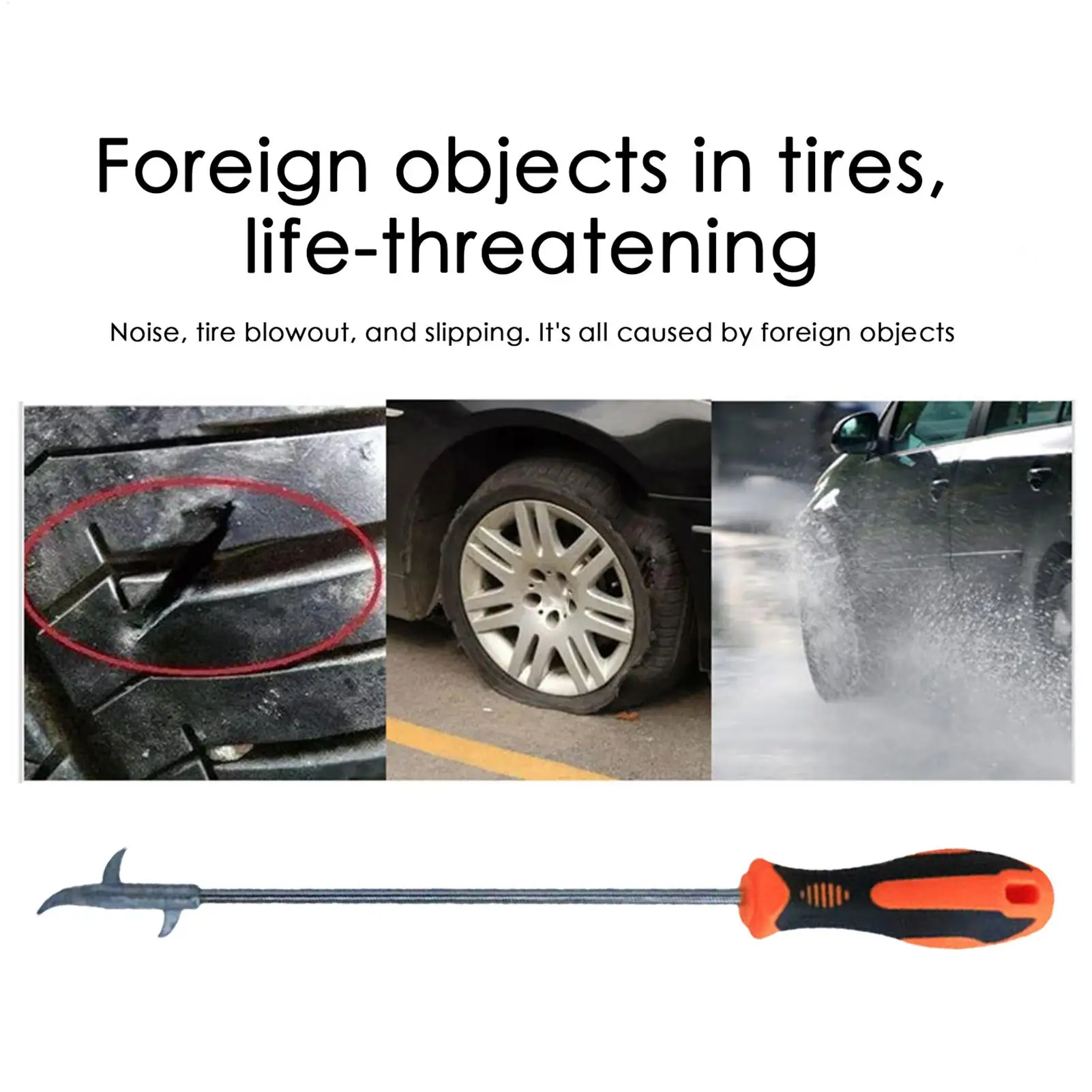 Car tire stone cleaning tool multifunctional tire stone cleaning hook stone picking device buckle picking hook removal stone
