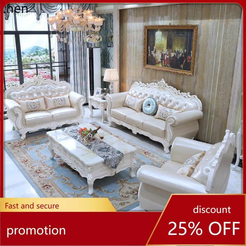 ZML High-End Solid Wood Layer Cowhide Leather Art Sofa Genuine Leather Sofa