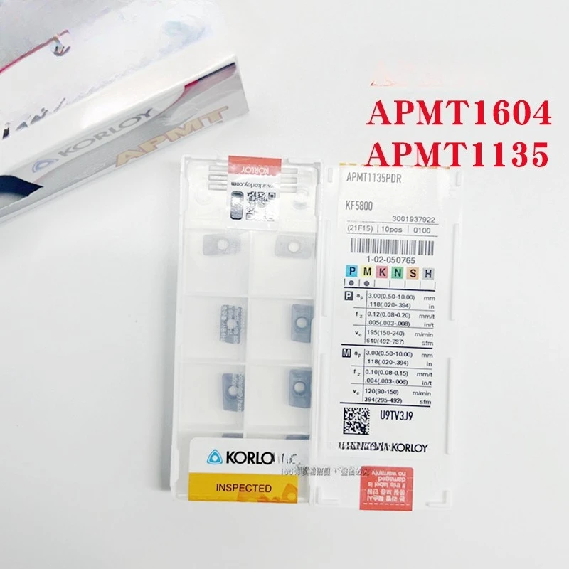 Korloy 100% Original APMT APMT060202PDSR APMT1135PDER APMT1604PDR APMT1135PDR KF5800 -Q -MM PC5300 PC6150 PC3600 Milling Insert