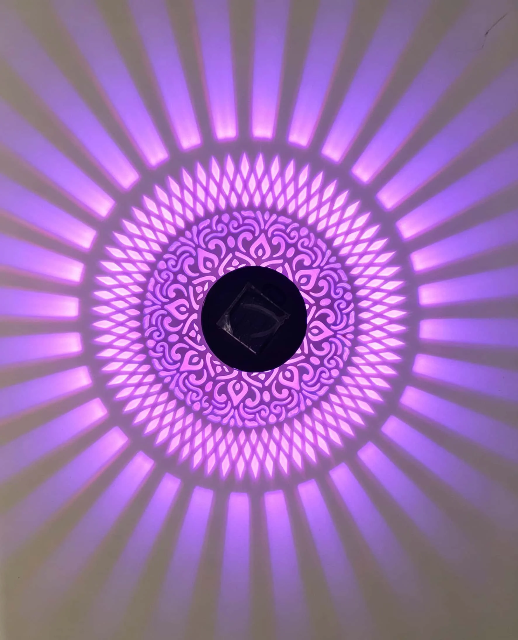 2pcs Solar Flower Projection Wall Light, Mandala LEDOutdoor Lamp, Color Changing Waterproof DecorativeLantern for Patio Garden