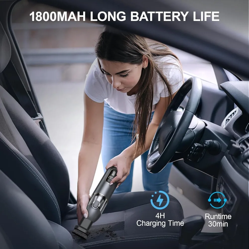 Car Vacuum Portable Cordless 19000PA High Power Suction, with Brushless Motor, Handheld Vacuum Cordless Blow & Suction 2 in 1