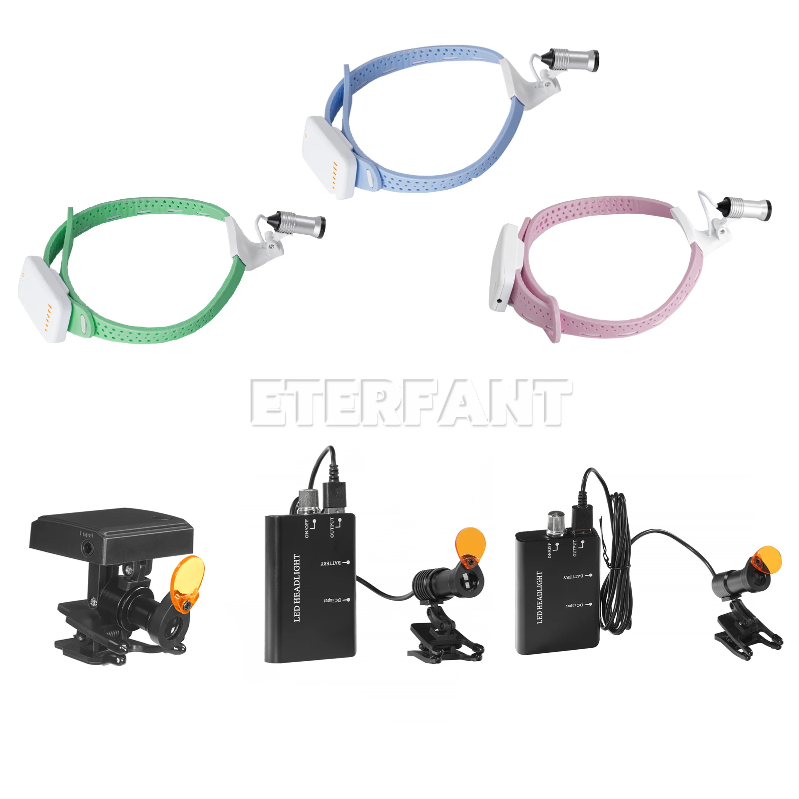Dental Lightweight Head Lamp Silicone Surgery Medical 5W LED/5W LED Headlight Lamp Metal Clip with Filter for Binocular Loupe