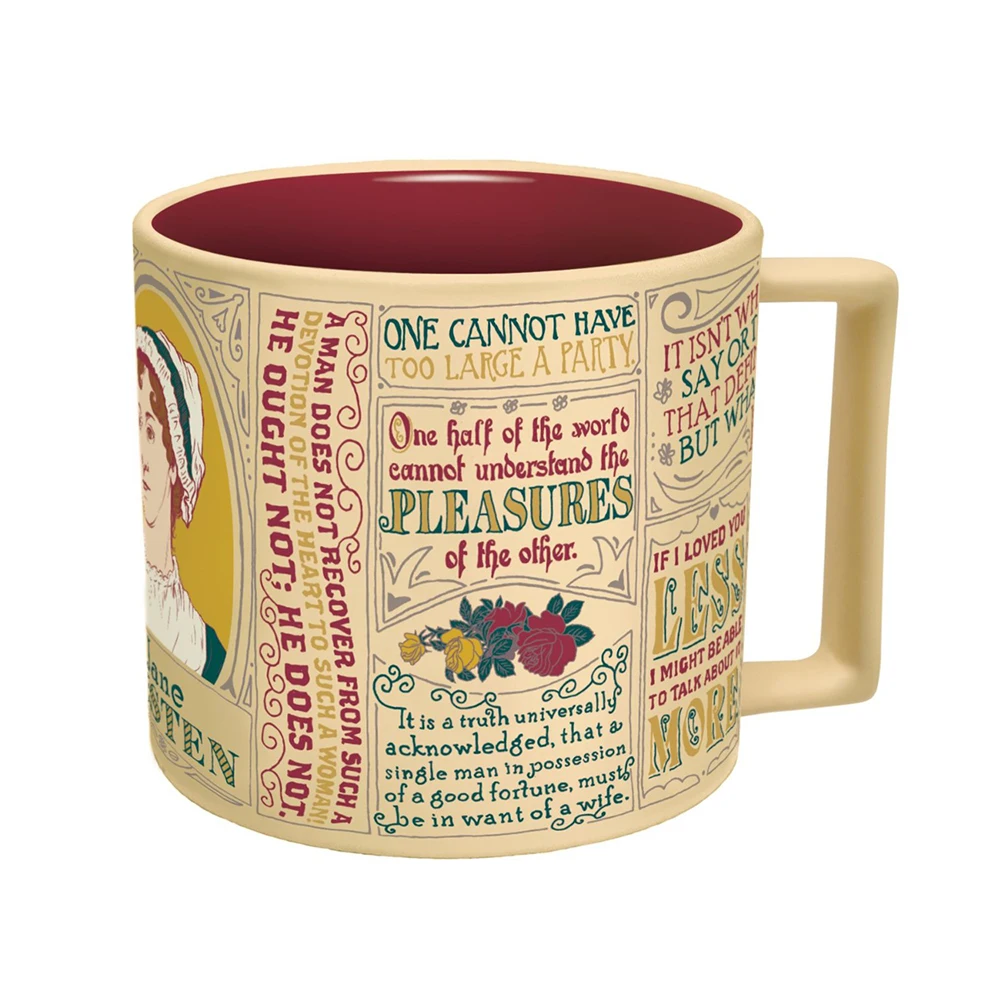 Imagem -02 - Jane Austen Caneca de Café Xícara de Chá Orgulho e Preconceito Copos de Cerâmica para Colegas de Trabalho Livro Romance Presentes Jane Austen Dizendo Caneca Peças