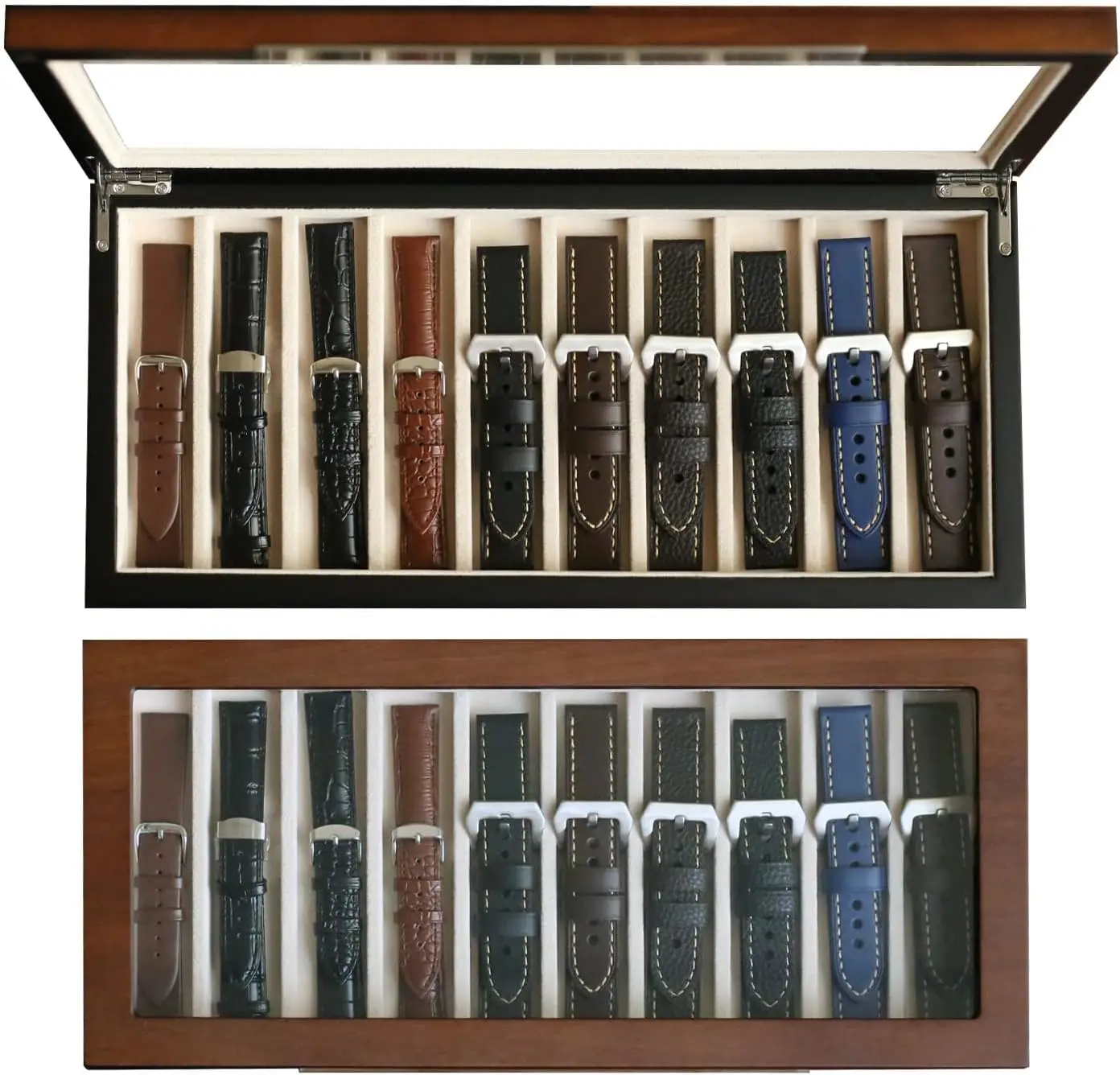 

Деревянный органайзер для хранения часов с прозрачным окном, на 10 отделений, для мужчин и женщин