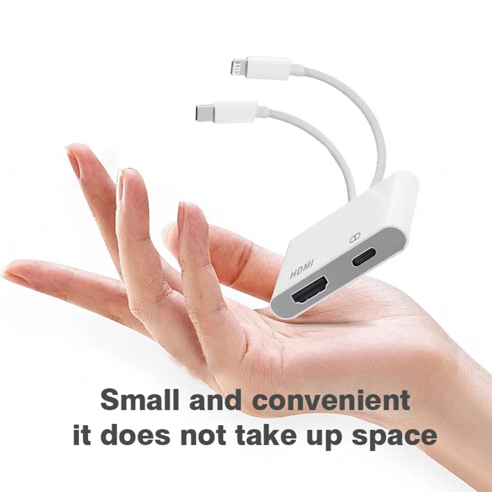 محول Lightning إلى HDMI عالي الدقة 4K @ 60 هرتز من النوع C إلى HDMI 4 في 1 نفس محور الشاشة لهاتف iPhone 16 15 14Pro Max MacBook Samsung للمراقبة