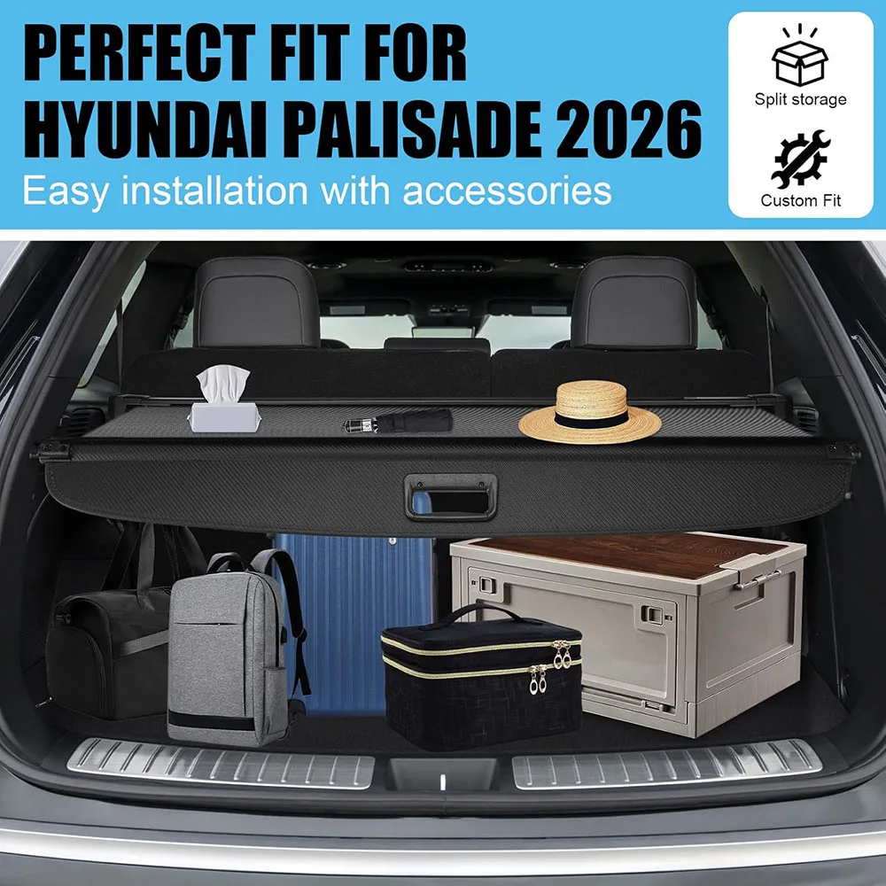 Retractable Cargo Cover for All-new Hyundai Palisade 2026 Rear Trunk Organizer Privacy Security Screen Shield Shade Accessories