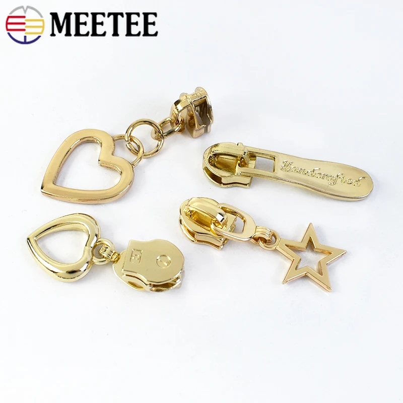 

10-30Pcs 5# LightGold Zipper Slider Zip Puller Head for Nylon Zippers Clothes Bag Zips Repair Kit Tailor Tool Sewing Accessories