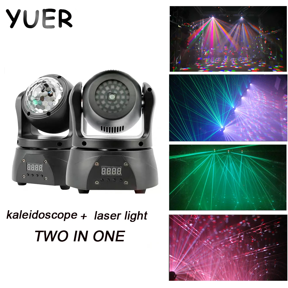 15W Pocket Moving Head Light Double-Sided kaleidoscope&laser DMX512 Stage Lighting For Night Club  DJ Disco Music Party Bar