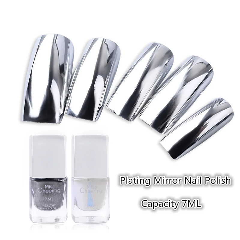 7ml กระจกเล็บ METALLIC Lacquer เงินเล็บกระจกโลหะทองเล็บ UV GEL ฐาน Top Coat เล็บเคล็ดลับ Art