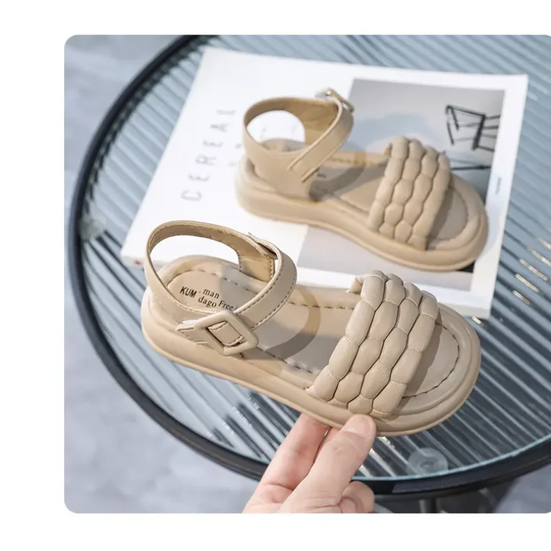 2025 夏の新着ガールズサンダル織子供靴ソフトソールとオープントゥプリンセスサンダル女の子のための