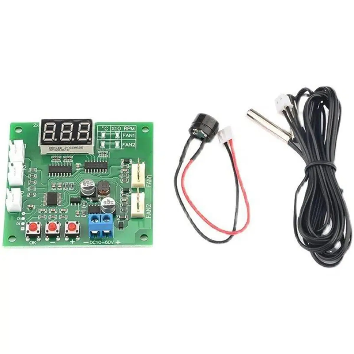 AA80 Fan Motor Speed Controller 4 Wire 2 Channel PWM Fan Temperature Controller LED Digital Thermostat DC 12V 24V Heat Sink