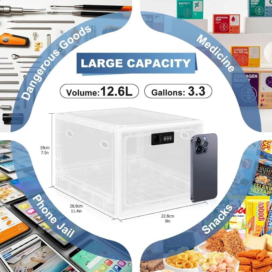 Scatola porta medicinali da 2 pezzi Scatola portaoggetti con serratura in materiale premium di grande capacità con codice combinato per media sicura