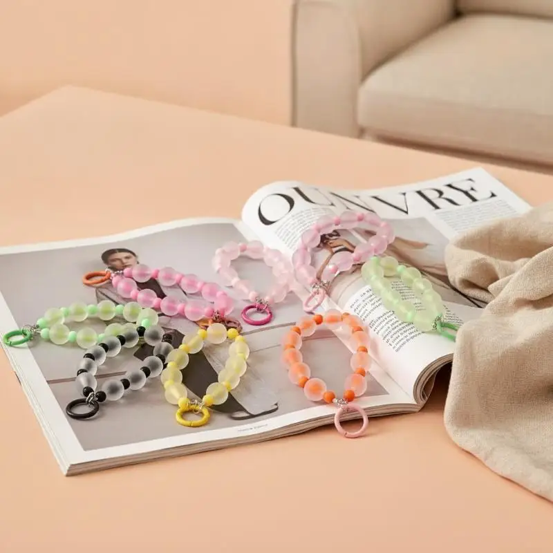 1 Stück Damen-Handgelenkskette Handyband im koreanischen Stil, Anti-Verlust-Schlüsselband mit Dopamin-inspiriertem Mattperlen-Anhänger – Detail 9
