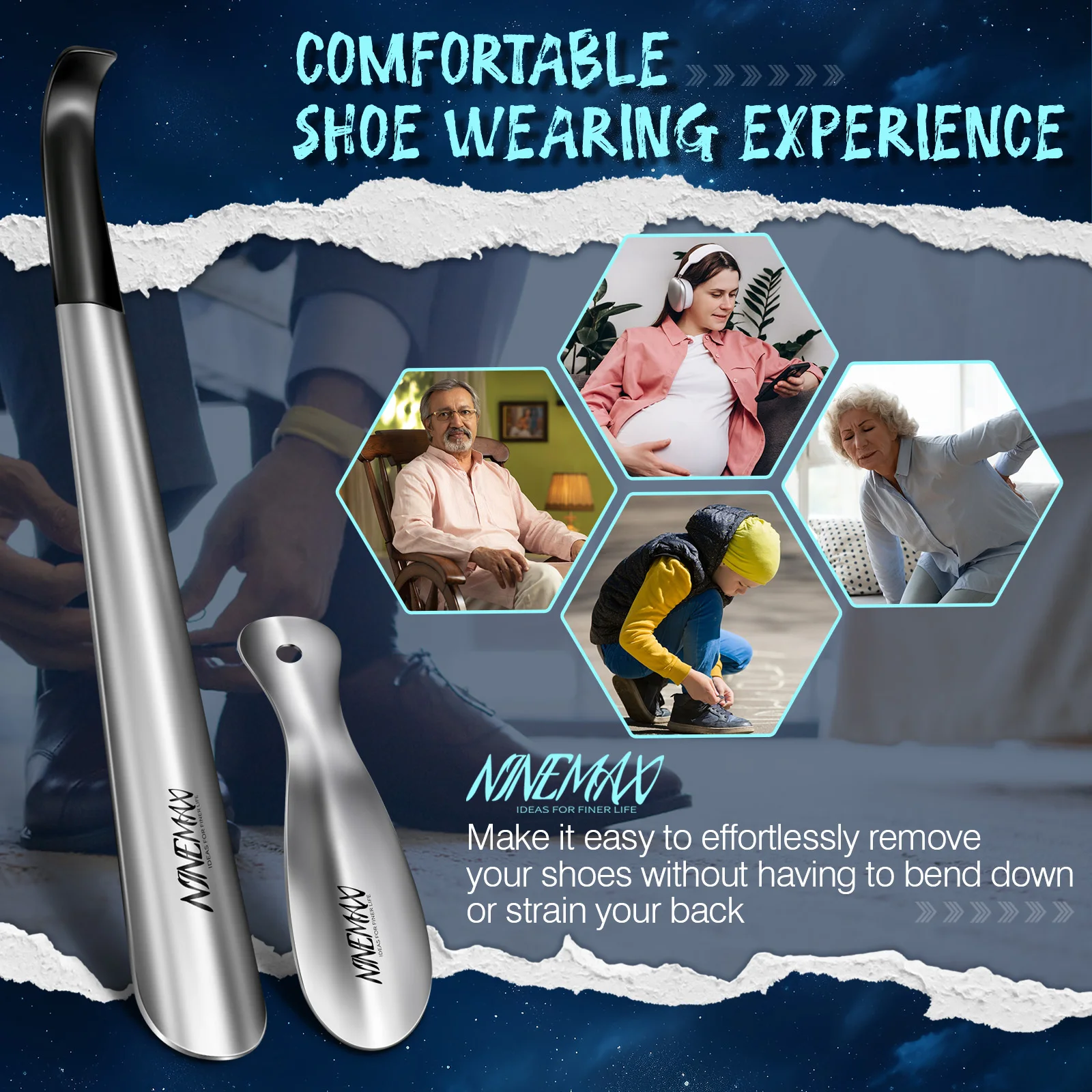 

Metal Shoe Horns Long Handle Stainless Steel Shoe Horn Men's Women's Boot Horn Shoes Lifter Lazy Shoe Helper Shoe Accessories