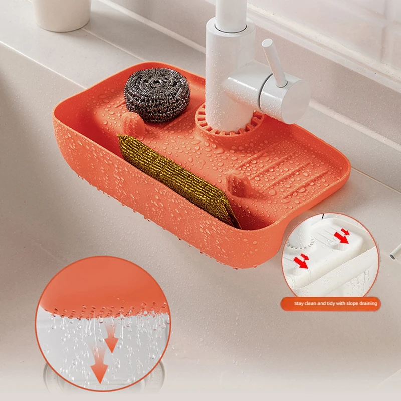 

Faucet Splash Proof Drain Rack Sink Drainage Mat Rubber Anti Slip Countertop Pad Sponge Drain Storage Baby Bathtub Accessories