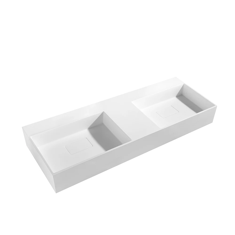 

Modern Bathroom Stone Resin Solid Surface Basin Bathroom Wash Basin Rectangular In Stock