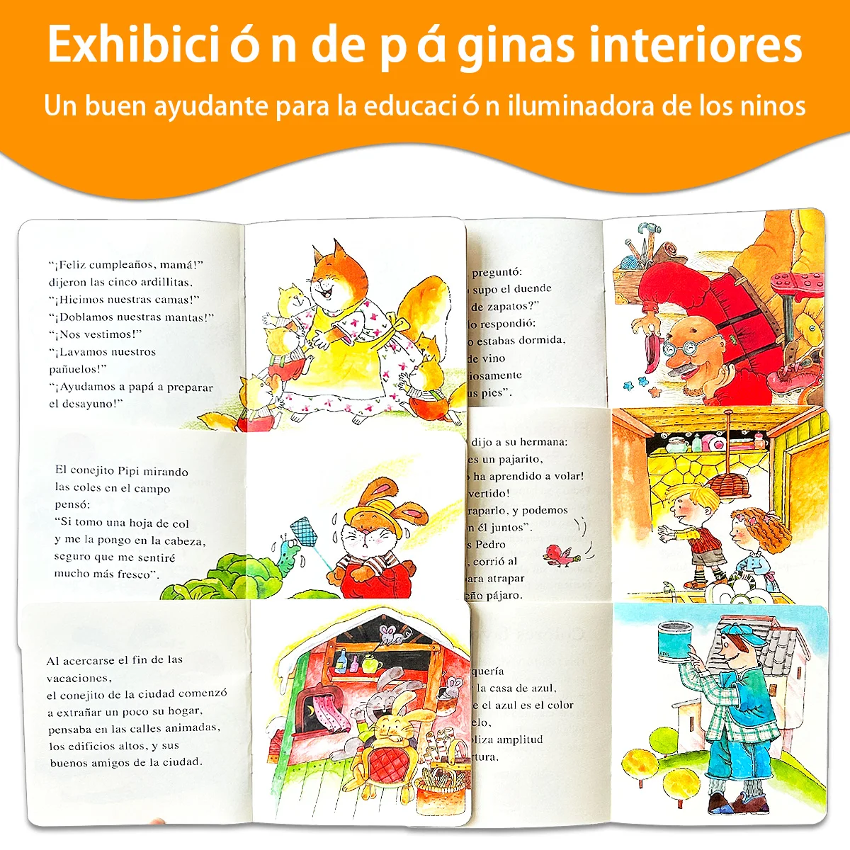 10 books/set of Spanish Early Cognitive Reading Books Preschool Basic Knowledge Enlightenment Learning Sets