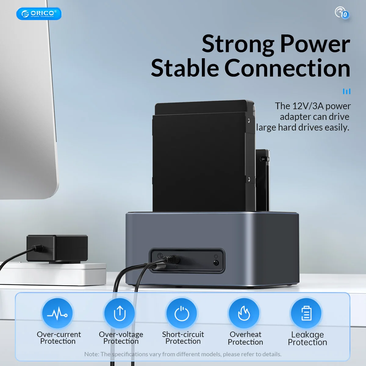 ORICO Aluminum Dual-bay Hard Drive Station Type-C 10Gbps with Offline Clone 2.5/3.5\