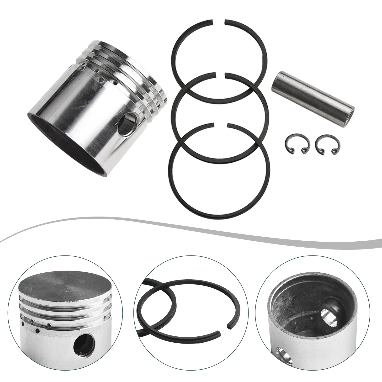 42mm-90mm Air Compressor Piston With Rings + 1 Pin + 2 Circlip For Piston Air Compressors Home Air Tool Replacement Accessories