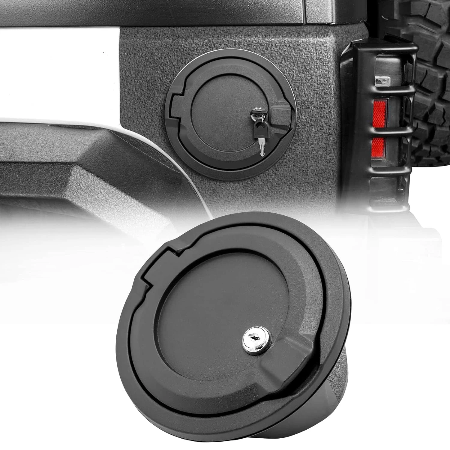 Car Fuel Tank Cap Door Gas Fuel Filler Oil Cap Cover with Key for Jeep Wrangler JL JLU 2018 2019 2020 2021 2022 2023 Accessories
