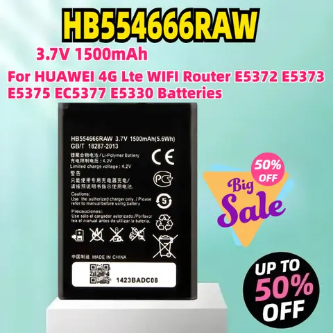 HB554666RAW 3.7V 1500mAh Battery For HUAWEI 4G Lte WIFI Router E5372 E5373 E5375 EC5377 E5330 Batteries