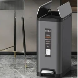 Stainless Steel Garbage Bin, Foot Operated Large Capacity Trash Can, Creative Kitchen and Living Room Basket, Modern Waste Bin